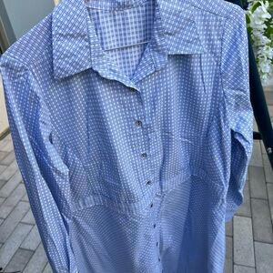 Blue Button-Up Shirt dress